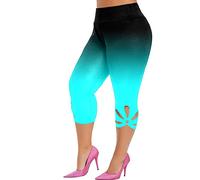 Stretchy Leggings for Women UK 3/4 Length Generic Womens Capri Trousers Plus Size Cropped Leggings Multi Pack Items Under 3 Pounds Deals of The Day Sale Blue