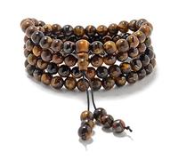 Stretchy Mala Wrist Wrap Bracelet with 108 Healing Mala Prayer Beads (Brown Tiger's Eye)