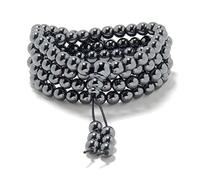 Stretchy Mala Wrist Wrap Bracelet with 108 Healing Mala Prayer Beads (Hematite)