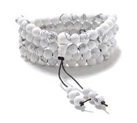 Stretchy Mala Wrist Wrap Bracelet with 108 Healing Mala Prayer Beads (Howlite)