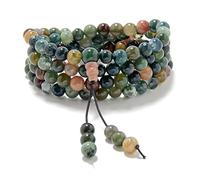 Stretchy Mala Wrist Wrap Bracelet with 108 Healing Mala Prayer Beads (Indian Agate)
