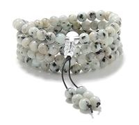 Stretchy Mala Wrist Wrap Bracelet with 108 Healing Mala Prayer Beads (Sesame Jasper)