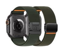 Stretchy Nylon Strap for Apple Watch Ultra 3 2 1 Strap 49mm 46mm 45mm 44mm 42mm 41mm 40mm 38mm for Men,Parachute+Magnetic Buckle Elastic Nylon Sport Band for iWatch Series 11 10 9 8 7 6 5 4 3 SE/2