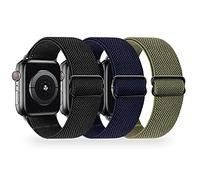 Stretchy Nylon Straps Compatible with Apple Watch Strap 38mm 40mm 41mm 42mm 44mm 45mm 46mm 49mm, Braided Sport Solo Loop Replacement Band for iWatch Series Ultra 10 9 8 7 6 SE 5 4 3 2 1, 3 Packs