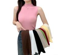 Stretchy Polyester Sleeveless Vest for Summer for leisure Stretchy | Soft polyester fabric, for semi-high neck design, solid color pattern, regular length, summer essential