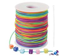 Stretchy Rainbow Bracelet String 1mm X 100m, Elastic Cord Beading Cord, with Beading Needle for Bracelet Necklaces Jewelry Making, Beading, Knotting, Binding, Wrapping and Crafts