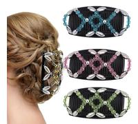 Stretchy Slides Magic Hair Combs,3 Pcs Magic Beads Hair Comb Crystal Beads Hair Combs Beaded Hair Combs Minimalistic Elastic Magic Hair Comb for Women Girls Hair Accessory DIY Hair Styling Tool