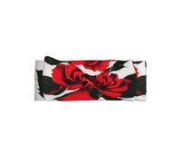 Stretchy Soft Red Rose Print Bows Headband – Cute, Delicate, Hair Accessories for Infant – Full Moon Gift