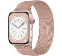 Stretchy Solo Loop Bands Compatible with Apple Watch Band 44mm 45mm 46mm 49mm 42mm Women Men, Soft Nylon Elastic Sport Strap Wristband for iWatch Series 11 10 9 8 7 6 5 4 3 Ultra SE 3/2/1, NudePink L