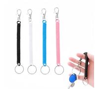 Stretchy Spiral Keyring,4Pack RetractableCoil,Keychain with Lobster Clasp | Elastic Keychain,Perfect for Keys,Wallets And Backpacks,Easy to Carry And Anti-Lost Design( Black,Pink, Blue,Transparent)