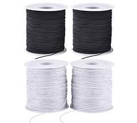Stretchy String for Bracelets, 4 Rolls 1 mm Sturdy Elastic String Elastic Cord for Jewelry Making, Necklaces, Beading (2 Black+ 2 White)