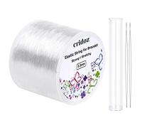 Stretchy String for Bracelets, Cridoz 0.5mm Clear Elastic Stretch Cord Jewelry Bead Bracelet with 2 Pcs Beading Needles Seed Beads, Pony Bracelets and Making,Transparent,0.5 mm