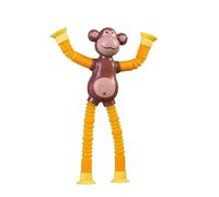 Stretchy Suction Cup Monkey Toy Glowing Shape Shifting Tube Stress Unique Decompression Gadget Novelty For All Ages (Brown, B)