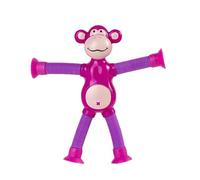 Stretchy Suction Cup Monkey Toy Versatile Shape Shifting Tube Glow In The Dark Stress Reliever & Unique Decompression Gadget (Red, B)