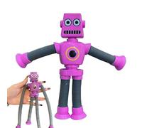 Stretchy Suction Cup Toy Cartoon Robot Toy with Telescope Tube for Kids, LED Light with Suction Cup for Boys and Girls