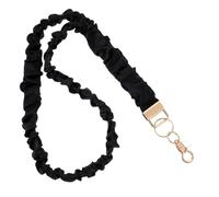 Stretchy Teacher Lanyards for Neck, Black Retractable Scrunchie Lanyard Cute Long Neck Teacher Id Badges Key Lanyard Straps for Women Card Holder Keychain Wallet
