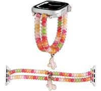 Stretchy Telephone Line Band Compatible with Apple Watch Bands 42 44 45 46 49mm Women,Funny Elastic Wristband Large Wrist Bracelet for iWatch Series 10 9 8 7 6 5 4 3-1 Ultra SE (Colorful, 49mm)