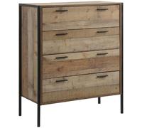 Stretton Industrial Chest of Drawers - 4 Drawer - Rustic Oak Effect