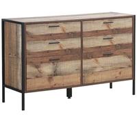 Stretton Industrial Chest of Drawers - 6 Drawer - Wide - Rustic Oak Effect