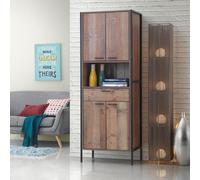 Stretton Tall Storage Kitchen Pantry Sideboard Cabinet Rustic Industrial Oak