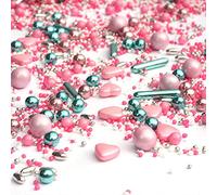 Streusel Julia in Love Mix Rose Silver Green 90g STREUSEL GLÜCK Coloured Sugar Sprinkles Perfect Christmas Decoration for Children's Birthdays, Cakes, Cupcakes, Muffins