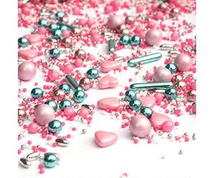Streusel Julia in Love Mix Rose Silver Green 90g STREUSEL GLÜCK Coloured Sugar Sprinkles Perfect Christmas Decoration for Children's Birthdays, Cakes, Cupcakes, Muffins