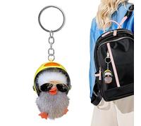 Streysisl Duck Keychain, Yellow Duck Keychain, Duck Mink Accessories, Furry Backpack Accessory, Funny Keychain, Duck Accessories, Unique, Whimsical for, White (helmet version), Siehe