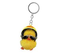 Streysisl Duck Keychain, Yellow Duck Keychain, Duck Mink Accessories, Furry Backpack Accessory, Funny Keychain, Duck Accessories, Unique, Whimsical for, Little Yellow Duck (Helmet Version),