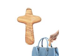 Streysisl Handheld Olive Wood Holding Crossess - Smooth Small Prayer Crosses For Comforting, Clinging, Carrying, Blessing, Natural Holy Land Wooden Crosses For