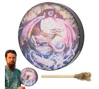 Streysisl Shamanic Drum, Shamanic Drum - 9.8 Inch Shaman Frame Drum for Meditation - Sound Bath Instruments, Leather and Wood Siberian Drum Symbol for Music Lovers