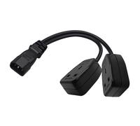 Strhowill 0.32m/1ft IEC320 C14 TO Dual UK Socket Y-Splitter Power Cabl