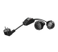 Strhowill German Power Adapter Y Splitter with On/Off Switch, European Schuko Adapter with Double Socket and 90 Degree Plug. Suitable for Household, Kitchen and Office (Black, 16A/250V, 30cm)