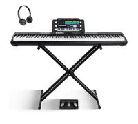 STRICH 88 Keys Weighted Keyboard Piano with X-Style Stand & Sustain Pedal, Hammer-Action Digital Piano, Full-size Electric Piano Keyboard Supports USB-MIDI/Wireless Connect, SDP-120 & SKT-01