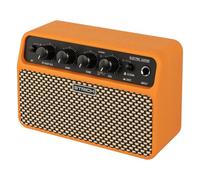 STRICH DSP Mini Electric Guitar Practice Amplifier, 2 x 5W Dual-Speaker Desktop Amp with Clean/Distortion, 3-4H Battery, 3.5mm Headphone Jack, Wireless Portable for Indoor Practice & Travel, Orange