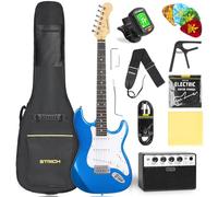 STRICH Electric Guitar Beginner Kit, Solid Body 39" Full Size Electric Guitar SSS Pick Up for Starter, with 10W Amp, Bag, Digital Tuner, Capo, Strap, String,Cable, Picks, SST-S10 Sapphire Blue
