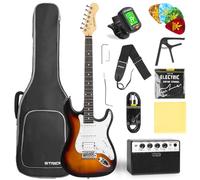 STRICH - Electric Guitar Starter Kit - Solid Body 39" Full Size Starter Kit with 10W Amplifier, Bag, Digital Tuner, Cap, Strap, Cable, Picks,