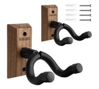 STRICH Guitar Wall Mount, Black Walnut Wood Guitar Wall Hanger, U-Shaped Guitar Stand Holder Hook for Acoustic Electric Guitars, Bass, Ukulele, Violin, Mandolin, Banjo (2 Pack)