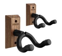 STRICH Guitar Wall Mount, Black Walnut Wood Guitar Wall Hanger, U-Shaped Guitar Stand Holder Hook for Acoustic Electric Guitars, Bass, Ukulele, Violin, Mandolin, Banjo (2 Pack)