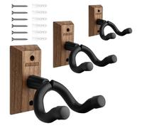 STRICH Guitar Wall Mount, Black Walnut Wood Guitar Wall Hanger, U-Shaped Guitar Stand Holder Hook for Acoustic Electric Guitars, Bass, Ukulele, Violin, Mandolin, Banjo (3 Pack)
