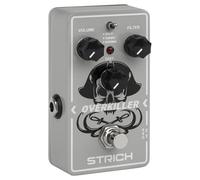 STRICH OVERKILLER Metal Distortion Pedal for Electric Guitar, Compact Mini Unit, True Bypass, 3 Control Knobs, Volume, Filter, Distribution, Three Modes, Solo, Turbo, Normal, 9V DC, Grey White