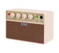 STRICH SBA-10 Electric Bass Amp, 2 x 5 W Compact Portable Wireless Amplifier Dual Channel, Clean Drive Switch, Rechargeable Electric Bass Amp with 1/8 Headphone Output for Beginner, Practice, Brown