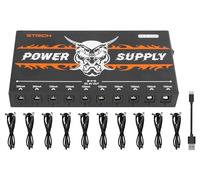 STRICH SPS-40B Rechargeable Guitar Pedal Power Supply, Built-in 10000mAh 10 Outputs DC 9V (2x300mA, 8x100mA) Jacks for Guitar Bass Effect Pedals, 5V/1A USB Port for Phone, Noiselessly