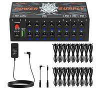 STRICH SPS X-Hub Guitar Pedal Power Supply for 9V/12V/18V, 100mA - 300mA Effects Pedals, 16 Independent Outputs, Short-circuit protection and noiseless, 5V 1A USB Port Supports Mobile Devices, Tablets