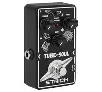 STRICH TUBE SOUL Tube Overdrive Distortion Pedal for Electric Guitar, Compact Mini Single Unit, True Bypass, 3 Control Knobs, Volume, Tone, Gain, Dual Modes, Boost, Normal, 9V DC, Black and White