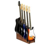 STRICH Wooden Guitar Stand for Multiple Guitars, 5-Holder, Front Display Space-Saving Floor Guitar Rack for Home, Studio, Stage, Walnut Color, L-4E1AW (For 4 Electric+1 Acoustic)