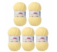 Strickfein Himalaya Dolphin Baby Wool Yarn Knitting Super Bulky (6), 100 g Ball, 120 m, Needle 6.5 mm, 5 x 100 g, Light Yellow 80302