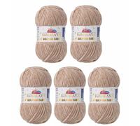 Strickfein Himalaya Dolphin Baby Wool Yarn Knitting Super Bulky (6), 100 g Ball, 120 m, Needle 6.5 mm, 5 x 100 g, Light Brown 80317
