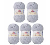 Strickfein Himalaya Dolphin Baby Wool Yarn Knitting Super Bulky (6), 100 g Ball, 120 m, Needle 6.5 mm, 5 x 100 g, Light Grey 80325