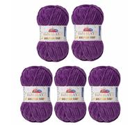 Strickfein Himalaya Dolphin Baby Wool Yarn Knitting Super Bulky (6), 100 g Ball, 120 m, Needle 6.5 mm, 5 x 100 g (Purple)