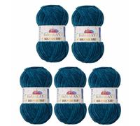 Strickfein Himalaya Dolphin Baby Wool Yarn Knitting Super Bulky (6), 100 g Ball, 120 m, Needle 6.5 mm, 5 x 100 g - Dark Turquoise 80348